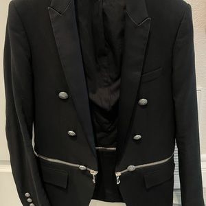 Mens Balmain Blazer With Zipper Detail 